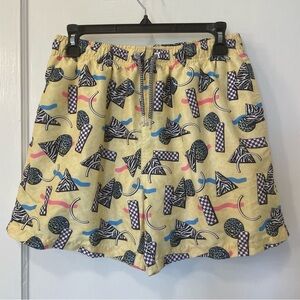 Boardies Retro Print Swim Trunks Yellow 80s Medium 5”